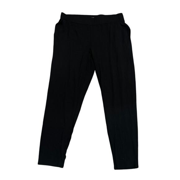 Eileen Fisher Petite Slim Ankle Pants Black PM Pull On Stretch Jersey - Picture 1 of 5